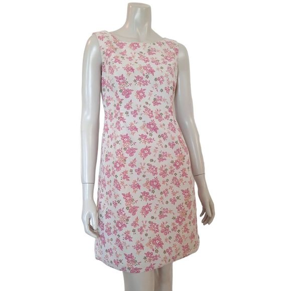 Vintage 90s Sun Dress size 6 Floral Print Denim Twill Sleeveless Mini - Picture 1 of 5